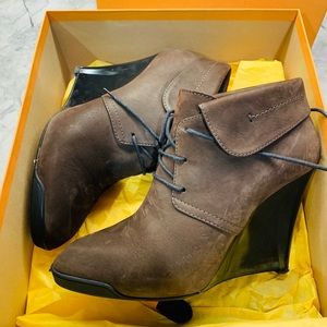 Tods Suede Wedge Ankle Boots